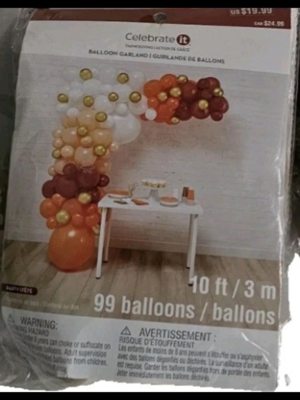99 Balloons Garland Kit 10Ft White Orange Gold Burgundy Celebrate It Party